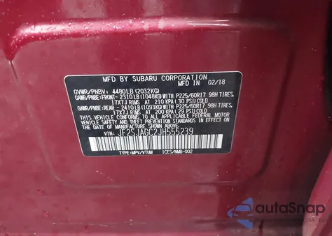 2018 Subaru Forester 2.5I Premium from USA, damaged, VIN JF2SJAGC2JH555239